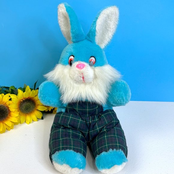 Vintage Polly Gaz Blue Bunny Rabbit In Overalls‎ 14" Plush Stuffed Animal Toy - Picture 5 of 5
